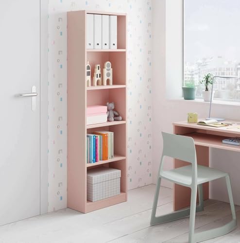 Dmora - Libreria Pomona, Mobile portalibri alta a 5 ripiani, Scaffale da ufficio o cameretta, Scaffale moderno con...