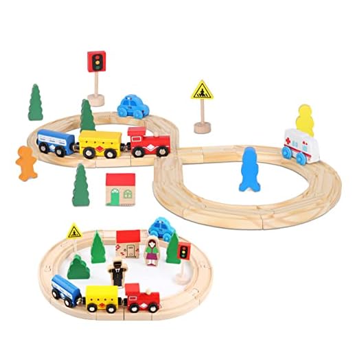 Juguetes de ferrocarril de Madera para niños pequeños, 33 Piezas de ferrocarril magnético con rieles de Madera, para Thomas, Brio, Juego de rieles de Madera, Regalos para 3, 4, 5, 6 años