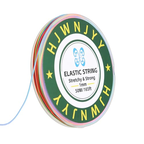 HJWNJYY Stretchy Bracelet String,1 mm 165 Feet Sturdy Durable Elastic String Cord for Jewelry Making, Necklaces, Beading and Crafts (Rainbow)