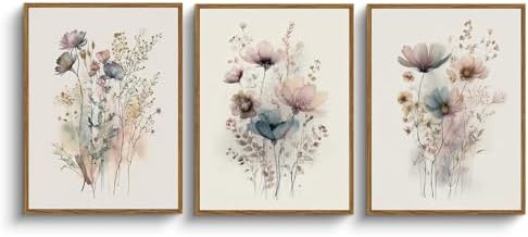 Amazon.com: WHASAYART Botanical Wall Art Set of 3 Framed Canvas Prints ...