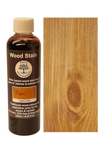 Parrs Water Based Wood Stain - Environmentally Friendly VOC Free - for Interior Woodwork - Light Oak - 250ml