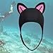 Cat Ears Diving Hood, Swimming Hat Neoprene Wetsuit Hood, Cute Men Women Scuba Hood Head Cover Surfing Cap for Canoe Kayaking, Black Pink Blackline