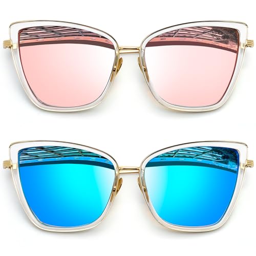 El Mejor Listado de Moda Dama para comprar online. 37 Joopin Lentes de Sol Mujer Grandes Ojos de Gato Retro UV400 Anteojos de Moda Cuandrados para Mujeres Dama UV400 Protección