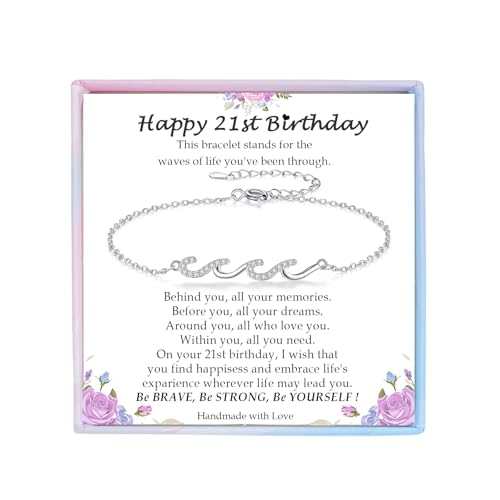 Image of Gifts for Women Christmas Birthday, Silver Wave Bracelets for Woman Mom Wife Grandma Daughter Granddaughter Friend Sister, The Waves of Life We've Through Together Mothers Day Graduation Gift