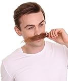 HPO Men's Head Mechanical Genius Curly Mustache Multiple Color Options (Brown)