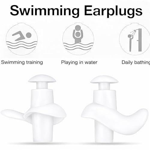 Image of James HealthPlus 1 Pair Waterproof Silicone Earplugs Soft Texture Ear Plugs for Water Sports Swimming Accessories with Storage Box (White)