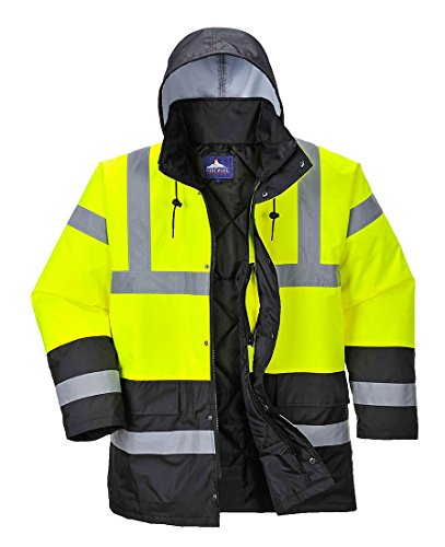 Portwest US466 Hi-Vis Contrast Waterproof Traffic Jacket Yellow/Black, Small