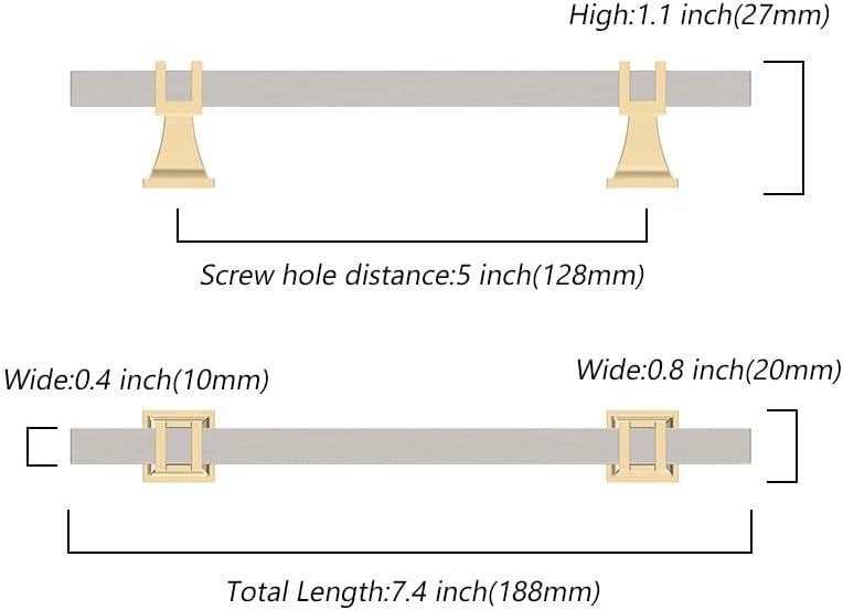 Condition photo showing New/Like New for asidrama 10 pack 5 inch(128mm) brushed satin nickel and gold kitchen cabinet handles, cabinet pulls kitchen cabinet hardware for cupboard drawer pulls 5" hole center 10 pack nickel-gold
