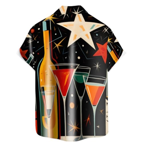 Men's 50s Retro Bowling Shirts Gradient Wave Point Printed Big and Tall Short Sleeve Button Down Shirt Vintage Bowling Shirt2