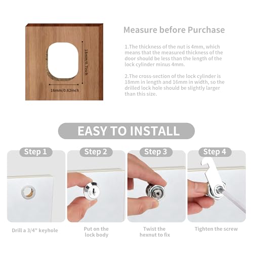 YKUKIZEE 10 Pcs 30 mm Mailbox Box Lock Keyed Alike, Post Box Locks with Keys and 5 Different Lock Plates, Security Cam Locks Replacement for Locker Filing Cabinet Tool Letter Boxes - Image 2