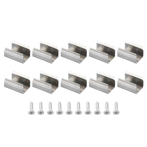 PATIKIL LED Strip Light Clips, 100 Pack Mounting Bracket Fixing Clips Stainless Steel Clamp Holders with Screws for 12mm-13mm Neon RGB Light Cable Ribbon