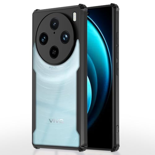 Image of Outlouders Back Cover for Vivo X100 Pro 5G | Ultra Hybrid Transparent | Full Camera Protection | Raised Edge | Crystal Clear Bumper Case(Black)