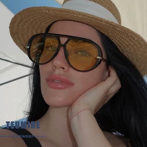 Trendy Oversized Aviator Sunglasses for Women Men Retro Big Large Shield Sun Glasses Vintage Shades3