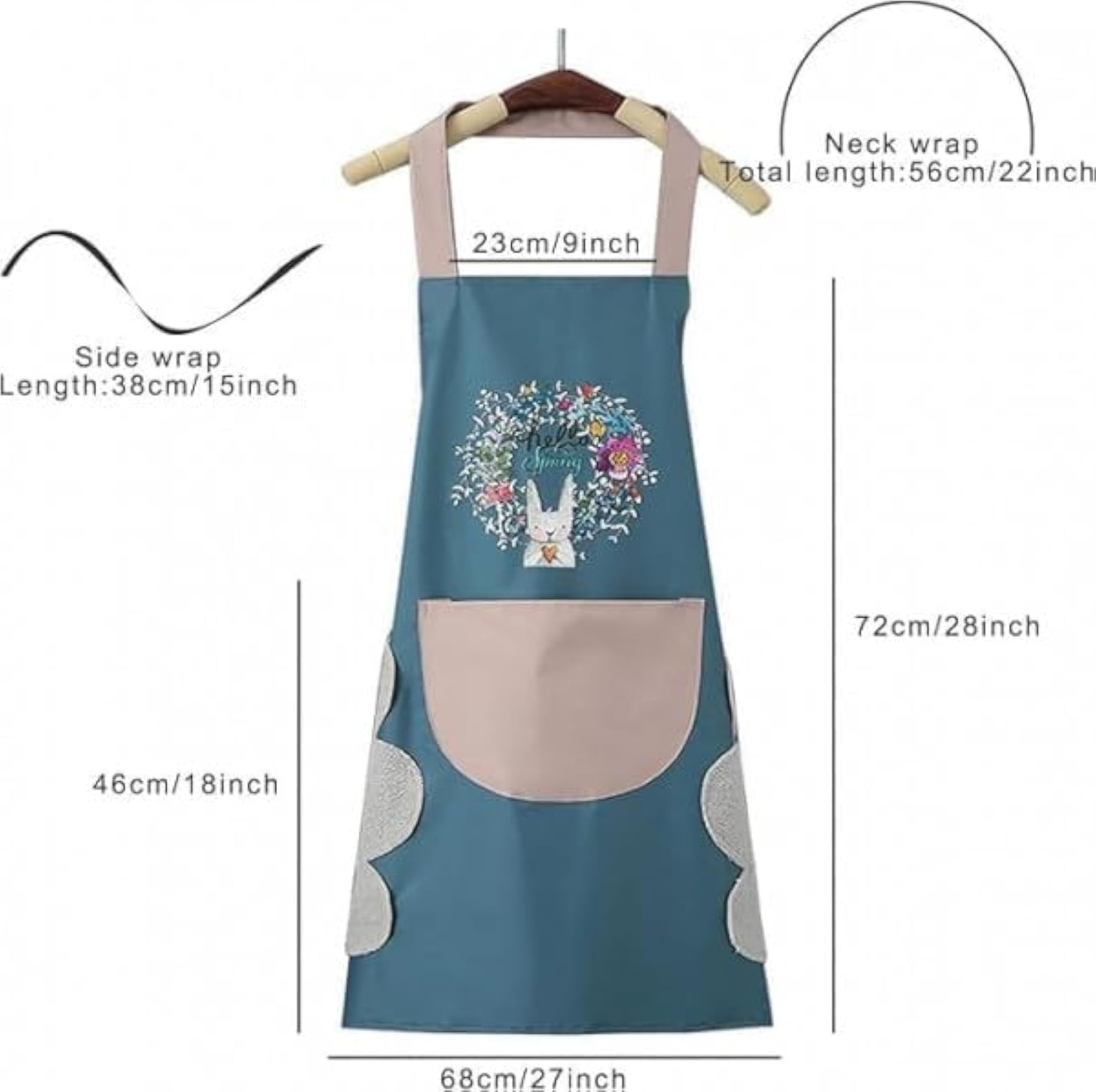 Unisex Waterproof Kitchen Apron with Hand Wipe Towel Pockets