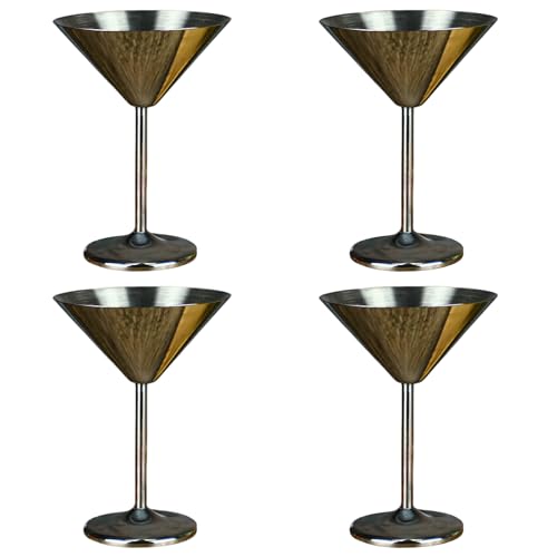 Juego de 4 copas de cóctel de acero inoxidable, copas de vino de metal irrompibles para restaurantes y fiestas, acero 304 resistente para bebidas frías