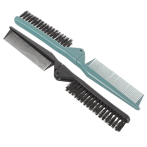 FRCOLOR 2個折りたたみ式コーム ストレートカール対応 マッサージ機能付き 美容用ヘアブラシ 携帯用 トラベル コーム 女性 男性用 サロン仕様 剛毛対応