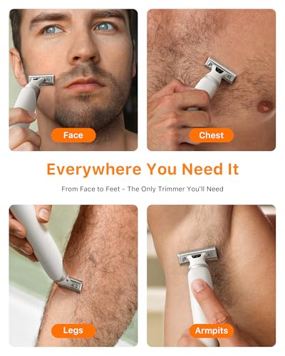 Image of New 2 in 1 Body & Nose Hair Trimmer - Electric Beard Razor for Men, All-in-One Groomer with Magnetic Nose Hair Head, Waterproof Wet /Dry Use, Groin /Ball Shaver, USB-C Fast Charging,White(Solo)