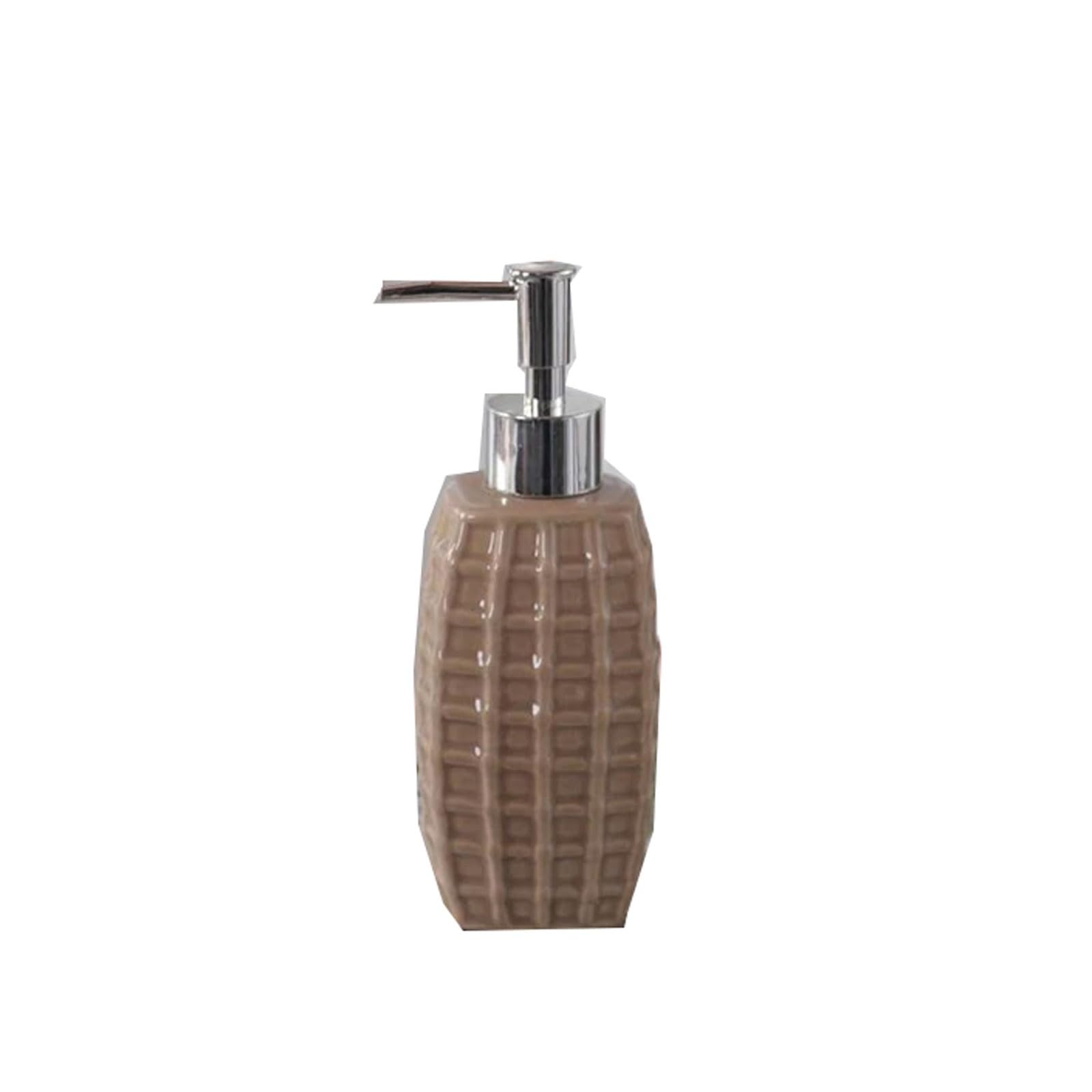 Ceramic Soap Dispenser Simple Portable Countertop, Large Capacity Shampoo Shower Gel Bottle for Bathroom(Brown)