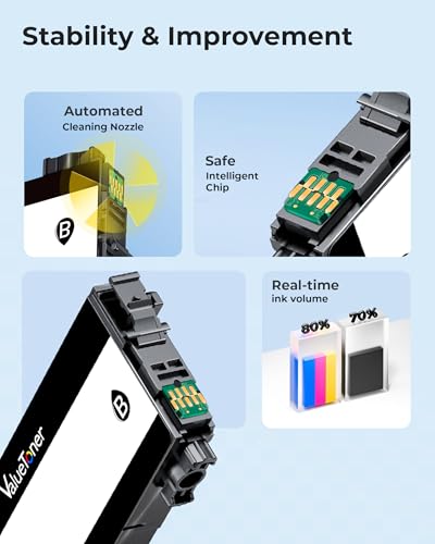 Image of Valuetoner Remanufactured Replacement for Epson 212 Ink Cartridges 212XL High Yield T212 T212XL Work with Epson XP-4100 XP-4105 Workforce WF-2830 WF-2850 (2 Black, 1 Cyan, 1 Magenta, 1 Yellow)