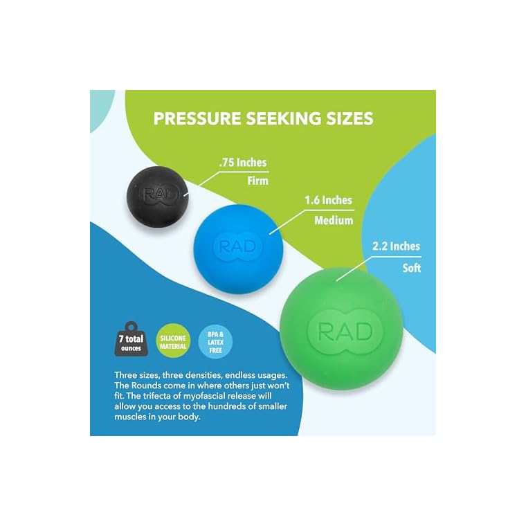 RAD Rounds â 3 Density Yoga Massage Ball Set for Deep Tissue Myofascial Release â Therapy Balls for Feet, Back, Neck, Jaw & Forearms â Trigger Point & Mobility Therapy (3-Pack) - Image 5