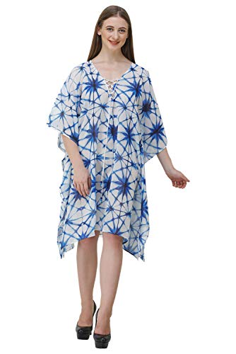 Image of RAVI RAJORIA Georgette Digital Printed Beach Wear Kaftan Blue Free Size R800 | Multi Color 2