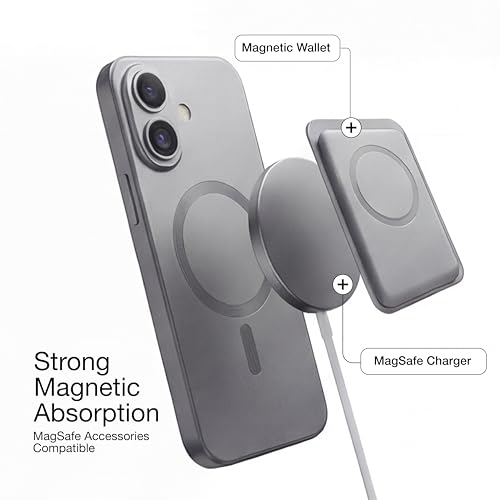 Image of amazon basics Premium Mag-Safe Case for iPhone 17 | Shockproof & Anti-Scratch Cover | Soft Silicone with Wireless Charging | Camera Lens Guard - Gray