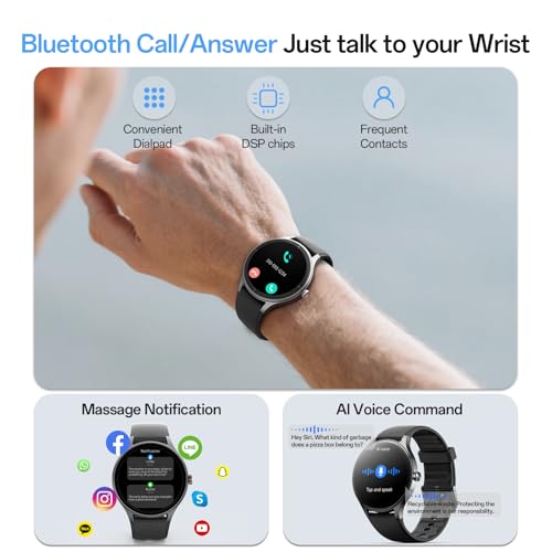 Image of Woneligo Smart Watch,1.57inch AMOLED Touchscreen Fitness Watch for iPhone & Android,Heart Rate /Sp02 /Sleep Monitor,110+ Sport Modes IP68 Waterproof Bluetooth Calls,2 Bands (Black, 1.27)