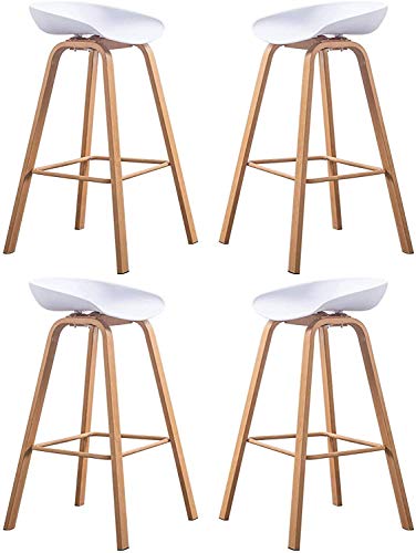 GroBKau Set di 4 Sgabelli da Cucina in Polipropilene, con Gambe in Metallo, Altezza Seduta 75 cm (Bianca)