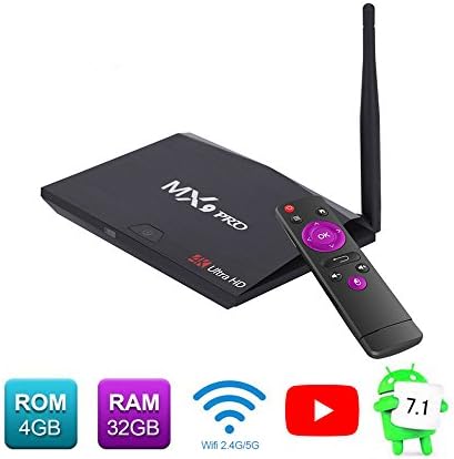 MX9 Pro TV Box Android, Smart TV Android Box with Quad Core 4GB DDR4 /32GB eMMC Storage True 4K HDR @60fps UHD Video Steaming Media Player Dual Band WiFi 1000M