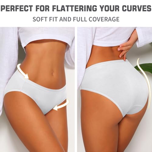 Image of Eiggam Women's Cotton Bikini Panties,High-Cut Full Coverage Stretch Cool Underwear for Women