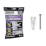 TOGGLER SnapSkru SP Self-Drilling Drywall Anchor for Hollow Wall Application, Glass-Filled Nylon, Made in US, for #6 to #10 Fastener Sizes (4 Pack w/Screws)