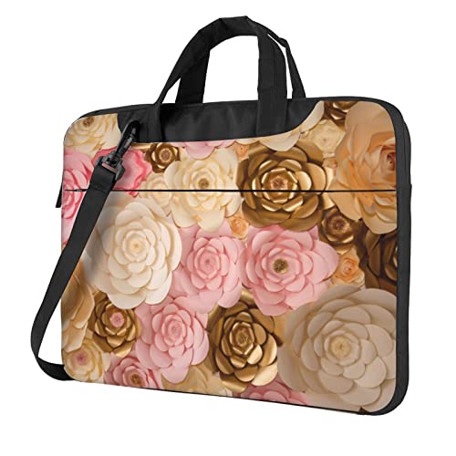 Sac à bandoulière pour ordinateur portable à fleurs roses, sacoche PC chic
