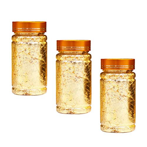 HEALLILY 3 Pcs Flocos de Folha de Ouro de Papel de Folha Metálica para Diy Artesanato Pintura Dourad