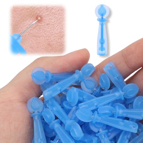 AOEVUIR 100 Pièces Kit Extracteur de Points Noirs, Aiguilles Jetables pour Acné et Boutons, Curette Dermatologique, Tire-Comédons pour Usage à Domicile ou...