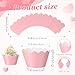Vesici 100 Pcs Pink Cupcake Liner Pastel Cupcake Paper Wrappers Scalloped Baking Cups Bake Artistic Cake Cups Decoration for Fall Xmas Easter Breast Cancer Awareness Wedding Birthday Party Supplies