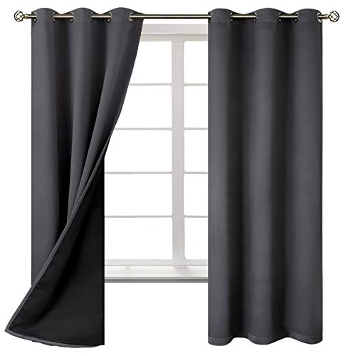 BGment Thermal Insulated 100% Blackout Curtains for Bedroom with Black Liner, Double Layer Full Room Darkening Noise Reducing Grommet Curtain, 2 Window Curtain Panels of 42 x 63 Inch, Dark Grey by BGment - Image 8