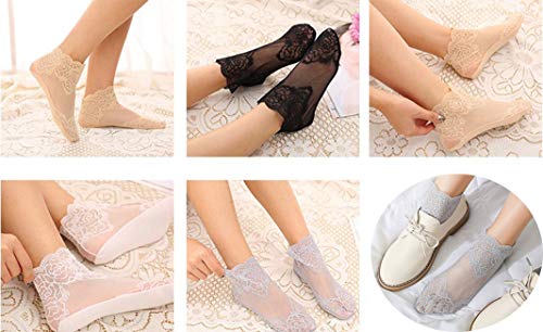 Long-Perfect Ultrathin Lace Socks Cotton Bottom Transparent Elastic Short Socks,Mesh Ankle Socks4