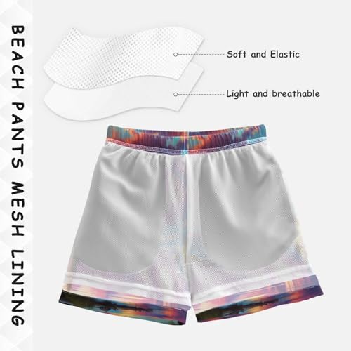 Mountain Lake Sunset Boys Swim Trunks Quick Dry Toddler Swimsuit Boy Bathing Suits Board Shorts Swimwear S4
