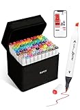 HornedDragon 80 Farben Alkohol Marker mit App, Doppelspitze Alkoholmarker...