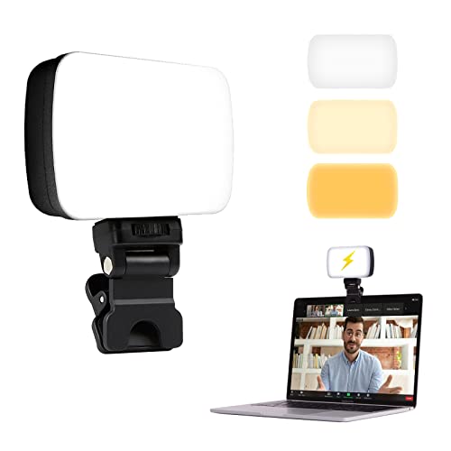 Wiederaufladbares Videokonferenz Licht,Videokonferenz-Beleuchtungsset mit Clip, 3 Lichtmodi und 10 dimmbare Helligkeitsstufen, für Online-Meetings, Live-Streaming, Laptop Videokonferenzen,Make-up Cover