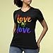 Love is Love Women's V-Neck T-Shirt Gay Pride Slim FIT Shirts Large Black
