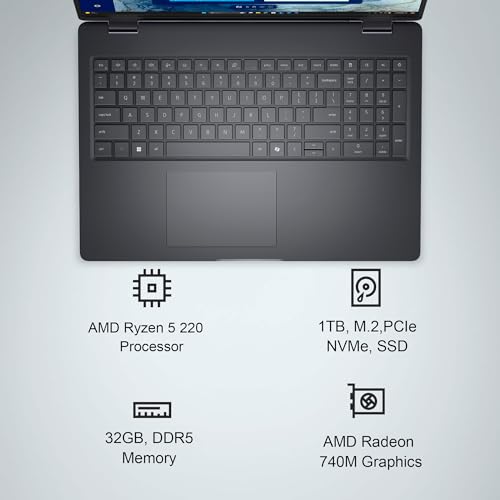 Image of Dell Pro 16 (Next Gen Latitude 3550) Business Laptop (16 inch FHD+, AMD Ryzen 5 220 (> Intel i7-1255U), 32GB DDR5 RAM, 1TB SSD), 1080p IR Webcam, Backlit, 2x Thunderbolt 4, Wi-Fi 6E, Win 11 Pro, PC16255