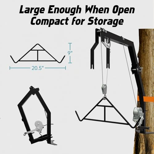 CROSSHIP Tree Mounted Deer Hoist with Gambrel - 500lbs Game Hoist with Winch, Ratchet Strap, 23ft Cable, Portable Detachable Hunting Kit for Heavy Duty Deer Hanger for Skinning, Field Dressing by CROSSHIP - Image 7