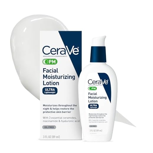 CeraVe PM Facial Moisturizing Lotion | Night Cream with Hyaluronic Acid and Niacinamide | Ultra-Lightweight, Oil-Free Moisturizer for Face | 3 Ounce