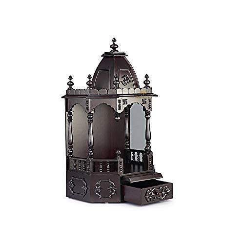 Aakaar Idols & Temples - Premium Handcrafted Pooja Mandap Wooden Temple for Floor Home & Office (18 Hexa)