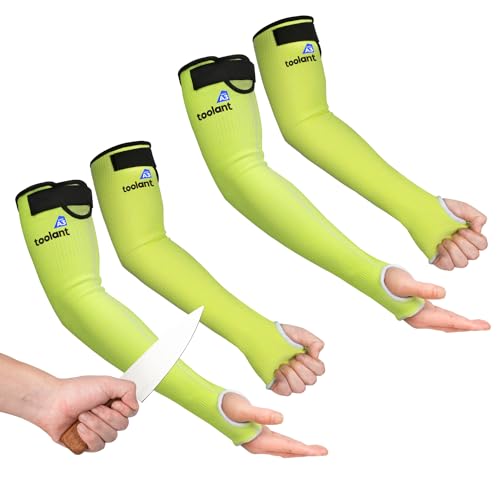 Image of OriStout Cut Resistant Gardening Sleeves with Tumb Hole, Green, 2 Pairs
