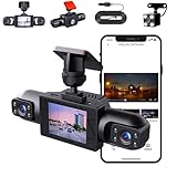 Wireless Dash Cam Front and Rear Camera System, Rechargeable Dash Cam No Wires, 4 Channel Dash Cam 1080p Full View Car Dashcam System, App Control, Adjustable Lenses, Night Vision (1pc)