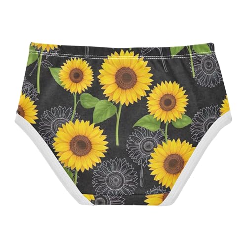 Yellow Sunflowers Black Girls Underwear Toddlers 2t Cotton Panties for Girl Animals Briefs Underpants2