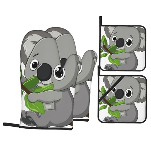 Koala �A�[�g�v�����g �I�[�u���~�b�g�Ɠ���� 4�Z�b�g �ϔM�z�b�g�p�b�h �m���X���b�v �N�b�L���O�O���[�u �N�b�L���O�x�[�L���O BBQ�p