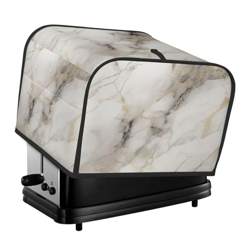 Toaster Cover 4 Slice Marble Pattern Gray White Kitchen Small Appliance Covers with Pockets Dust and Fingerprint Protection